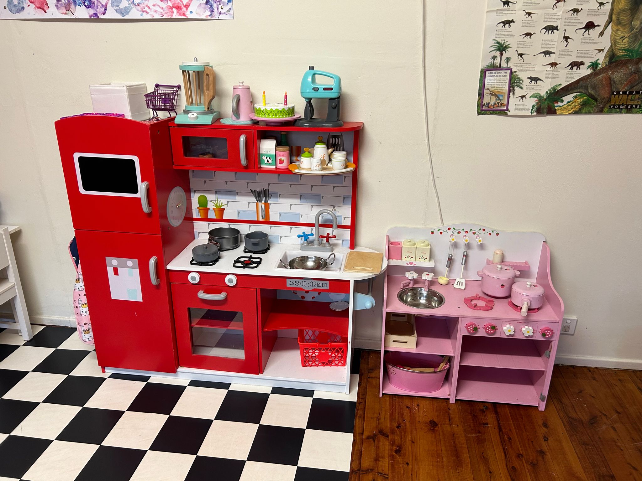Front room showing the play kitchen